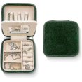thumbnail image 1 of Plush Velvet Travel Jewelry Box Organizer |l Organizer | Small Jewelry Box For Women, Jewelry Travel Case | Emerald Velvet, 1 of 4