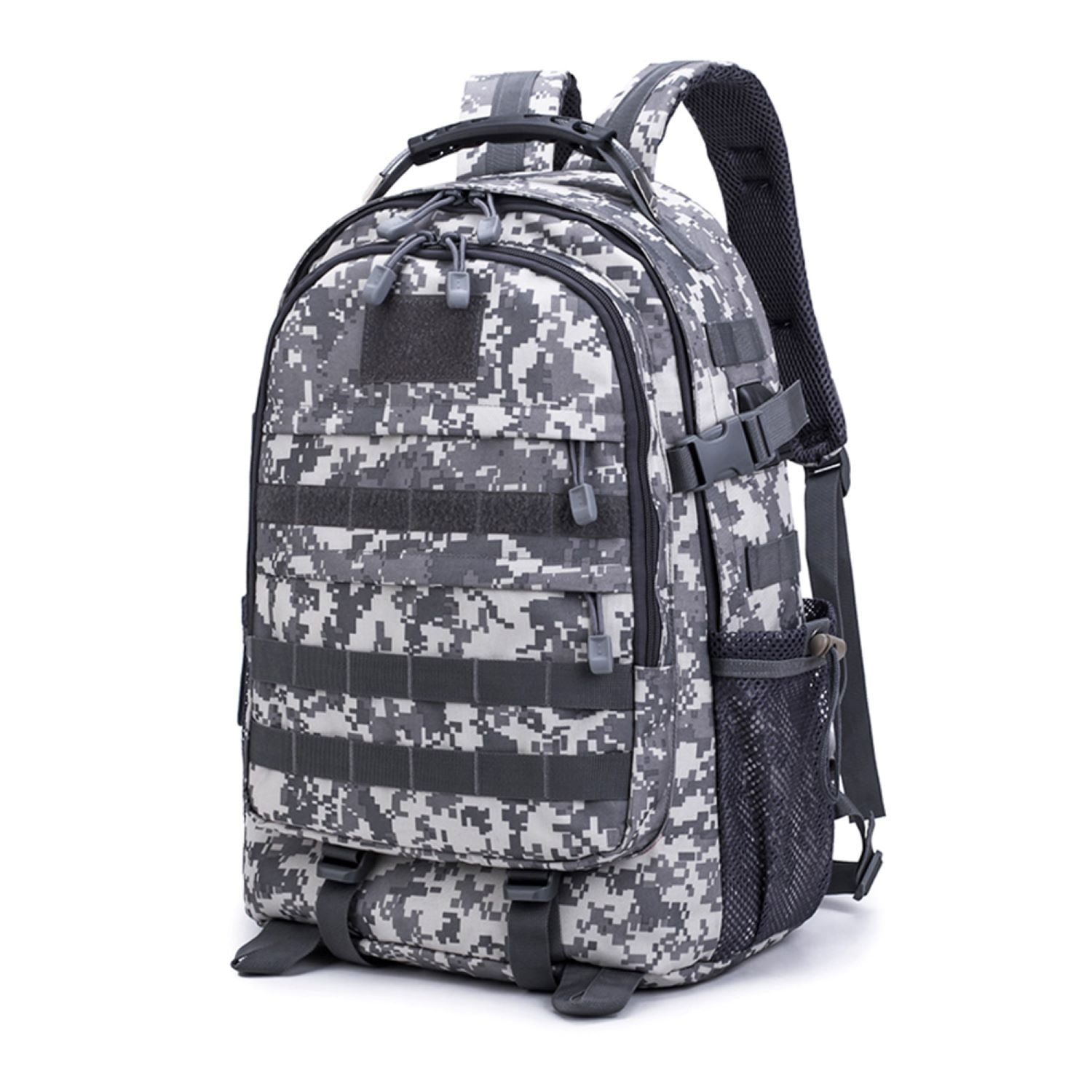 Unisex PU Leather Backpack Camo Green and Grey Print Womens Casual Daypack Mens Travel Sports Bag Boys College Bookbag