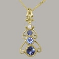 thumbnail image 2 of LBG 14k Yellow Gold Natural Tanzanite & Cubic Zirconia Womens Bohemian Pendant & Chain - Chain length 18, 2 of 5