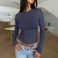 thumbnail image 4 of Summer Tops for Women Spandex Shirt Women Stretchy Shirts for Tops Spandex T Shirt Pack Women's Athletic Top T Shirts Loose Casual Casual ’ s Slim Blue S, 4 of 7