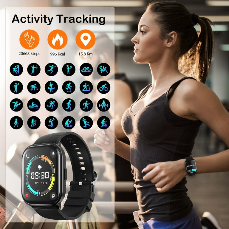 AUOSHI IP67 Smart Watch for Android iPhone Bluetooth Calls Fitness Tracker Walmart