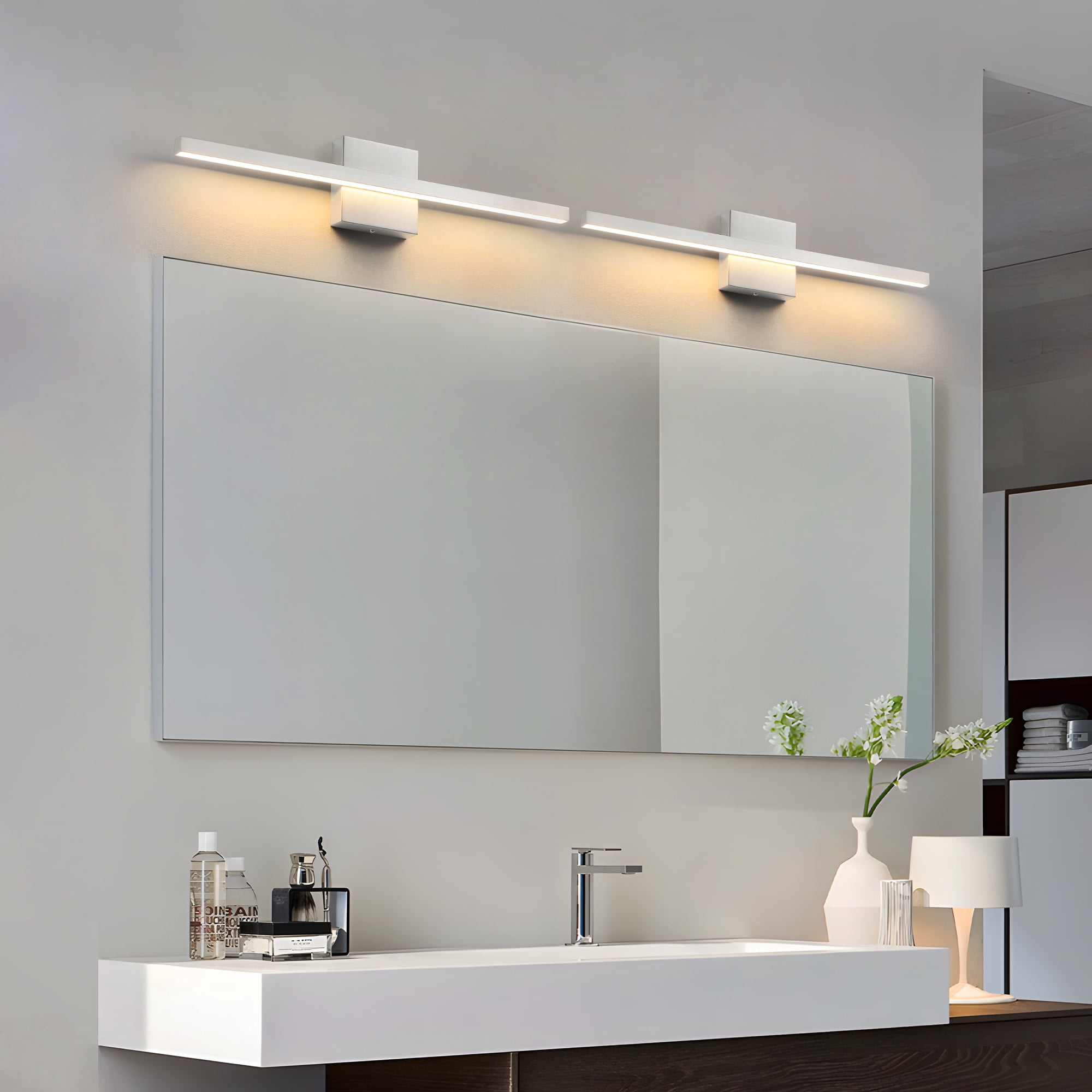 Vanity Light for Bathroom Lighting Fixtures Over Mirror Dimmable Integrated LED 24 inch Modern Vanity Lights Brushed Nickel Bathroom Light Bar Bath Wall Sconce