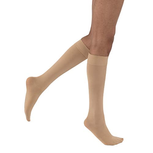 JOBST Opaque Knee High 15-20 mmHg Compression Stockings, Closed Toe, Large, Natural