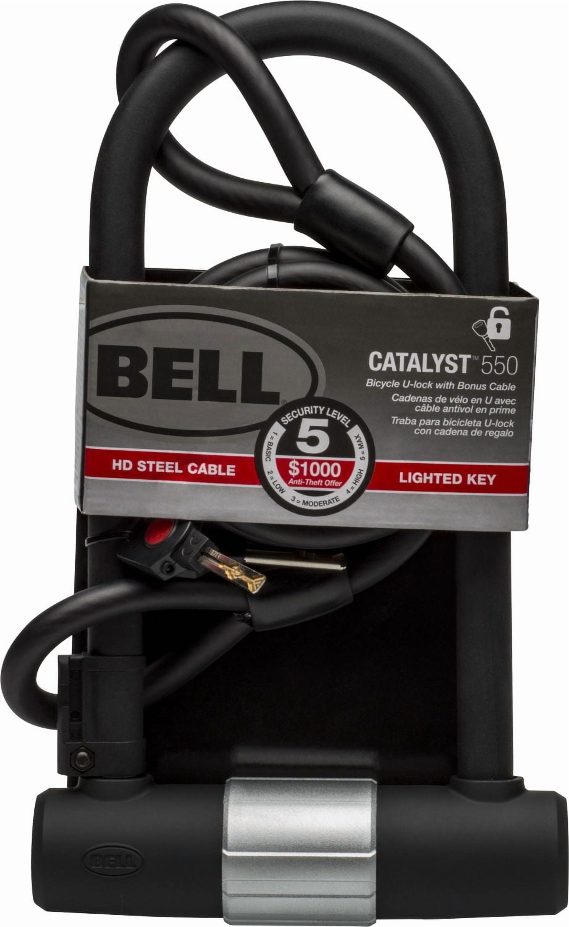 Bell Sports Catalyst 550 U-Lock with Cable, Two CR1220 batteries included