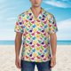 thumbnail image 2 of Balery Colorful Dinosaurs Camisas hawaianas de manga corta para hombre, camisas playeras de corte holgado, camisas de vacaciones con botones,X-Large, 2 of 7