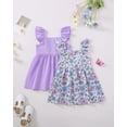 thumbnail image 4 of 18 Months Baby Girls Dress 24 Months Girls 2 Pack Sleeveless Dress Solid Color Toddler Girls Floral Dress Purple, 4 of 9