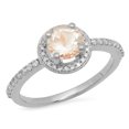 thumbnail image 1 of 1.05 Carat (ctw) 18K White Gold Round Cut Morganite & White Diamond Ladies Halo Bridal Engagement Ring 1 CT, 1 of 1