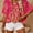 Red, variant on Womens Printed Chiffon Blouses V Neck Batwing Short Sleeve Summer Flowy Tops Shirts, 2XL