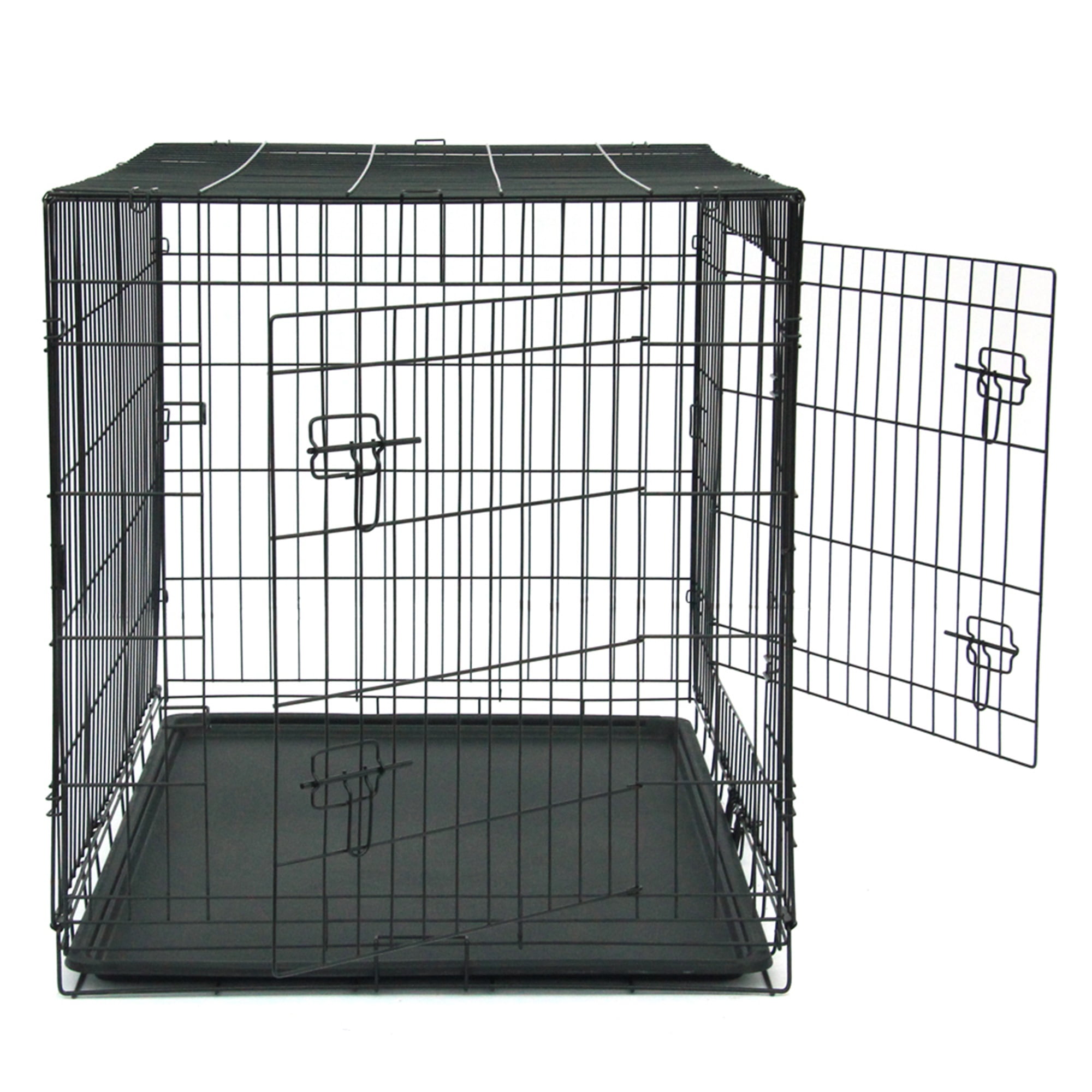 Pefilos 42" Dog Crate for Medium Pet Kennel Cat Folding Steel Animal Playpen Wire Metal, Black Pefilos 42" Dog Crate for Medium Pet Kennel Cat Folding Steel Animal Playpen Wire Metal, Black