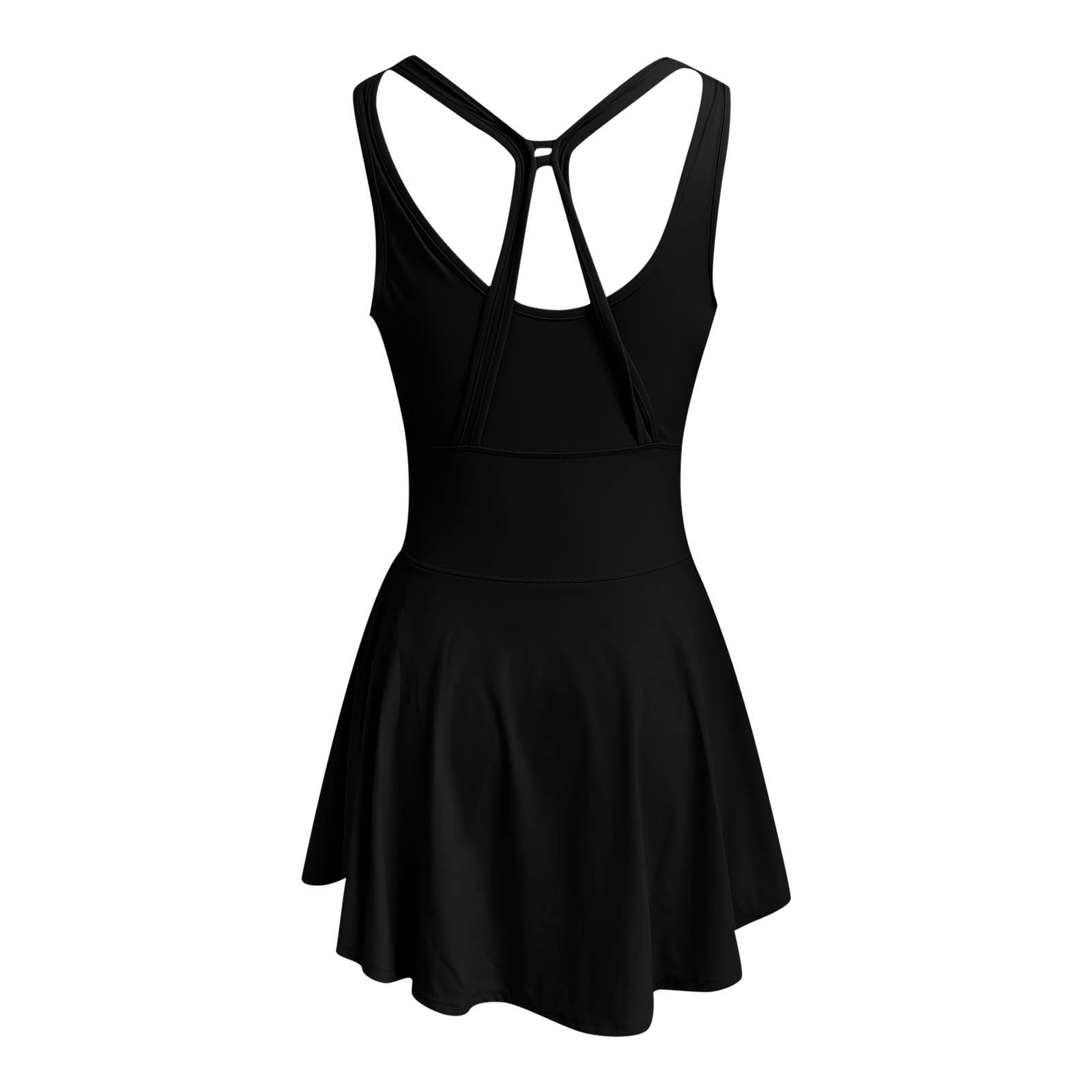 Women's Sleeveless 2 In 1 Athletic Tennis Dress Nylon Spandex for Sports and Daily Wear