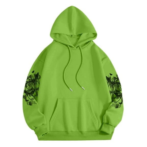 Landzoo One Women's Casual Hooded Sweatshirt Long Sleeve Pullover With Pocket Print Graphic Fall Winter Comfortable Loungewear Tops For Daily Wear Cozy Stylish Women's Sweatshirt S