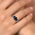 thumbnail image 4 of Gem Stone King 925 Sterling Silver Black Onyx and Blue Created Sapphire Filigree Style 3 Stone Ring for Women (2.80 Cttw, Oval 8X6MM and 6X4MM) (Size 9), 4 of 6