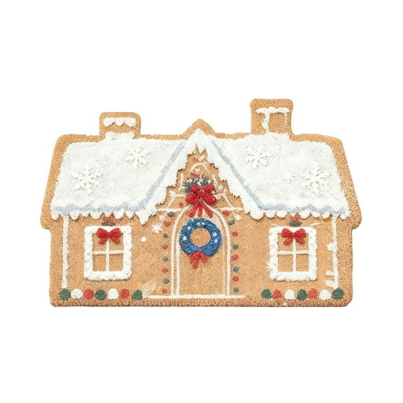 Christmas House Shaped Area Rug, 24 x 35 inch Non-Slip Ultra Soft Christmas Door Mat, Plush Decorative House Mat for Holiday Kitchen Living Room Bathroom Balcony Bedroom Decorations