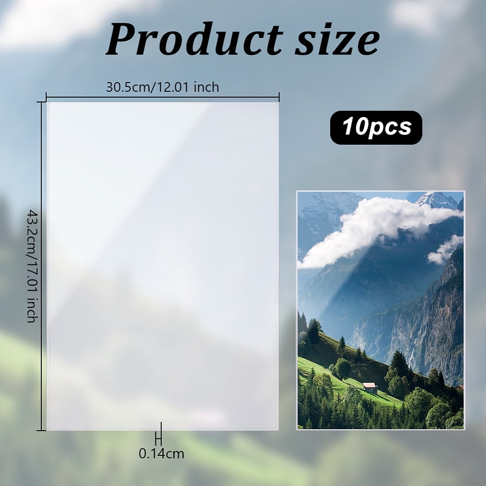 10pcs A3 PVC Plastic ID Name Card Holder Key Card Tag Holder Rectangle Vertical Clear 432x305x1.4mm