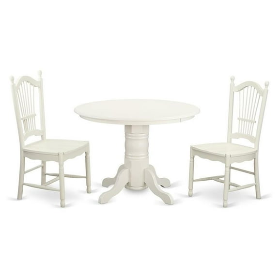 Atlin Designs 3-piece Dining Table and Chair Set in Linen White
