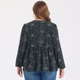 thumbnail image 4 of DARING DIVA Women's Plus Babydoll V Neck Lantern Sleeve Blouses 1X Black, 4 of 6