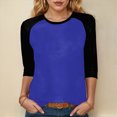 thumbnail image 2 of Towmus Womens Plus Size Tops 3/4 Sleeve Crew Neck Casual Tunic Tops Patch Color Dressy Blouses Summer Shirts, 2 of 6