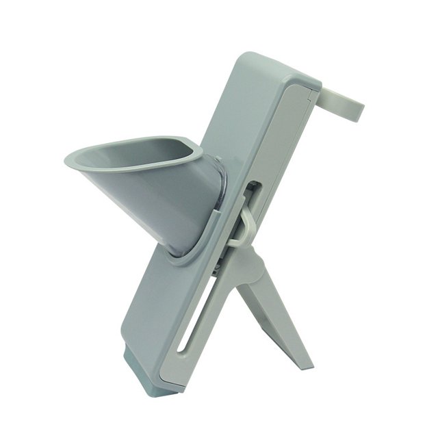 Cortador de mandolina, picador de verduras 5 en 1 de gran capacidad, artefacto seguro para cortar verduras y frutas, juliana, dados, utensilios de cocina (Gris)