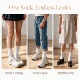 thumbnail image 4 of 12 Pairs Women’s Cotton Crew Socks – Super Soft Turn-Cuff Ruffle Frilly Design (fit US 6-9), 4 of 7