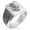 Silver, variant on Stainless Steel Nautical Compass Dial & Anchor Needle Stripe Pattern Biker Style Polished Ring