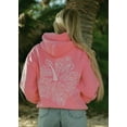 thumbnail image 3 of Womens Oversized Hibiscus Graphic Embroidery Hoodie Preppy Cotton Sweatshirt for Teen Grils Pink, M, 3 of 7