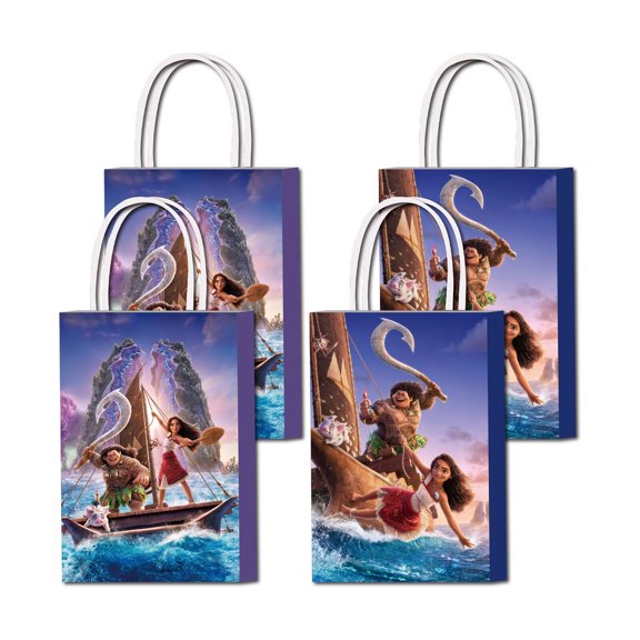 16 pcs For Moana Theme Birthday Party Bags,Party Favor Bags,With Candy Gift Bags Handles Favor Bags for Celebratory Occasions