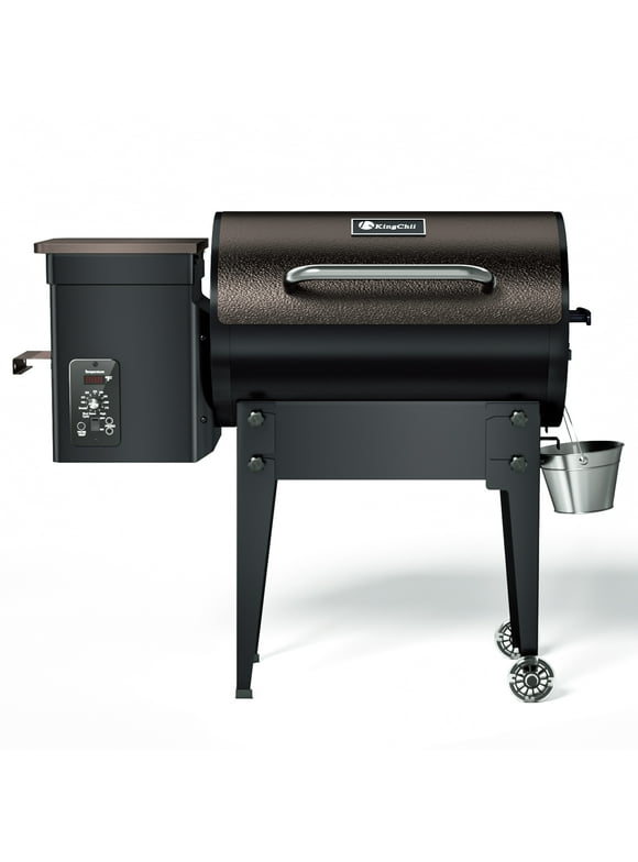 KingChii 456 sq. in Wood Pellet Smoker & Grill BBQ with Auto Temperature Controls, Folding Legs for Outdoor Patio RV, Bronze