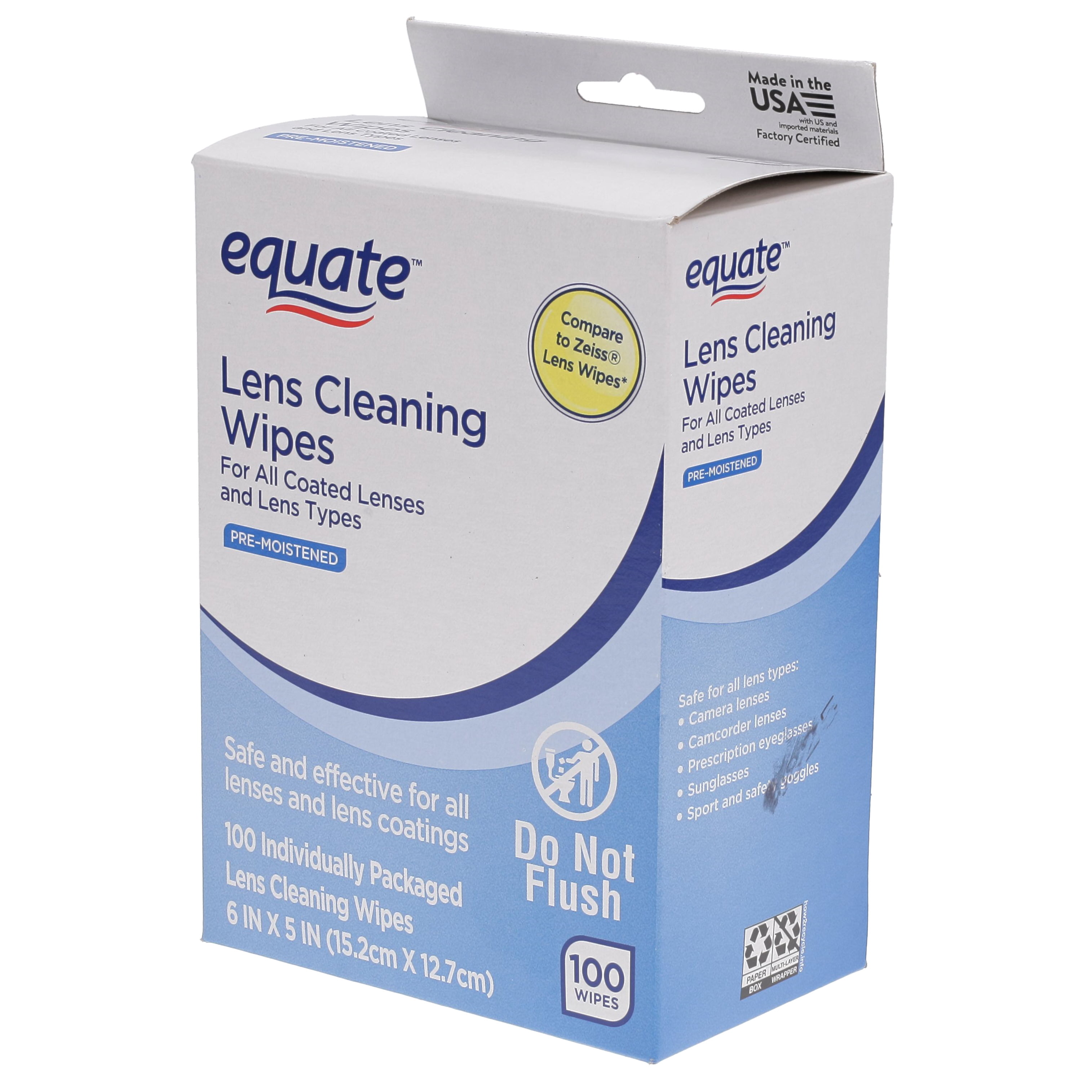 Equate Pre-Moistened Lens Cleaning Wipes, 100 Count, Compare to Zeiss® Lens Wipes