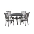 thumbnail image 2 of Benjara Isla 5 Piece Dining Table Set- Diamond Pattern- 4 Crossback Chairs- Gray, 2 of 9