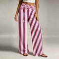 thumbnail image 5 of Ynynloco Women's Cotton Striped Wide Leg Pants Comfy Pajama Pants High Waist Wide Leg Lounge Pants Lightweight Loose PJ Bottoms, 5 of 6