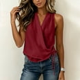 thumbnail image 5 of YYDGH Women's V Neck Wrap Front Side Tie Tank Top Sleeveless Cotton Linen Casual Tops Summer Vacation Loose Fit Blouses, 5 of 6