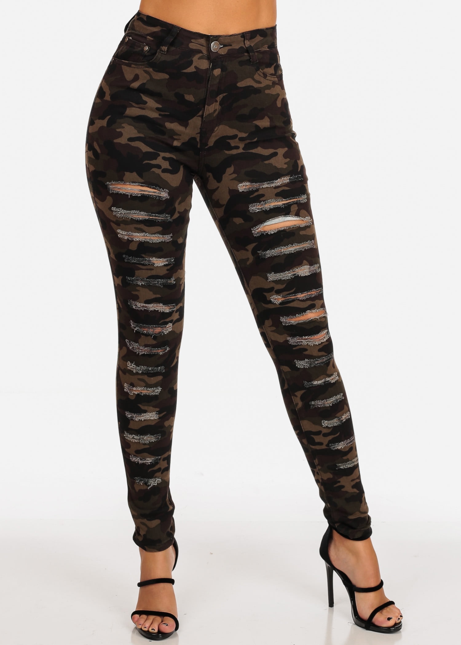 army print high waisted jeans