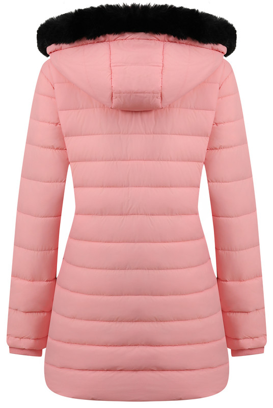 Women's Long Winter Coats Thicken Fleece Lined Parka Down Puffer Jacket With Faux Fur Detachable Hood, Pink L