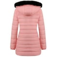 thumbnail image 2 of Winter Coat for Women Windproof Thickened Fleece Lined Down Jacket Waterproof Puffer with Removable Hood, Pink XXL, 2 of 8