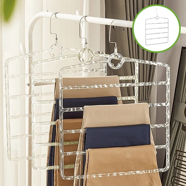 Estante para pantalones antideslizante multicapa, percha de plástico transparente que ahorra espacio para el dormitorio, organización del armario, almacenamiento versátil para pantalones, toallas