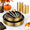 Black/Gold-25 Guests, variant on 150black And Plastic Plates - Dinnerware Set Disposable Include 25 Dinner / 25 Dessert 25 25s 25 Spoons 25 Cups Ideal For Party &