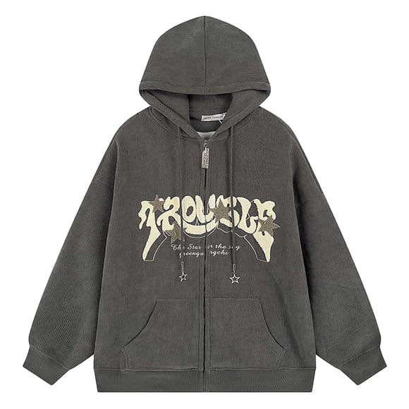 Women's Solid Embroidery Hooded Sweatshirt Zipper Split Long Sleeve Casual Pullover Hoodie Top Comfortable Stylish Outerwear