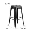 thumbnail image 6 of Flash Furniture Kai Commercial Grade 4 Pack 30" High Backless Distressed Black Metal Indoor-Outdoor Barstool, 6 of 11