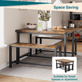 thumbnail image 3 of 3-Piece Dining Set for 4 with 2 Wooden Benches, Rectangular Kitchen Table for Small Spaces, 3 of 4