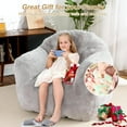 thumbnail image 4 of Large 51" Fluffy Plush Faux Fur Bean Bag Chair Cover with Filler – Machine Washable, Anti-Slip Round Sofa & Storage Bag, Grey, 4 of 8