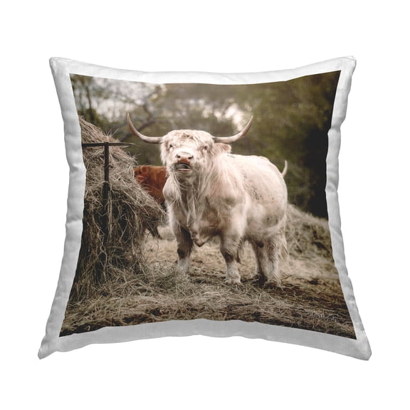 Stupell Industries Rural Farm Cattle Longhorn Printed Throw Pillow Design by Dakota Diener