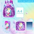 thumbnail image 4 of Mochila FTJCF para niñas con lentejuelas y unicornio con lonchera de 16 pulgadas, color morado, 4 of 8