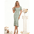 thumbnail image 2 of Square Short Sleeve Trumpet/Mermaid Lace Midi Dress, 2 of 2