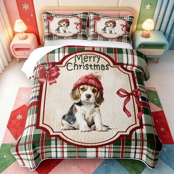 Manfei Christmas Happy Holiday Quilt Full,Kawaii Snowman Full Bedspread Sets,3-Piece,1 Coverlet and 2 Pillowcases