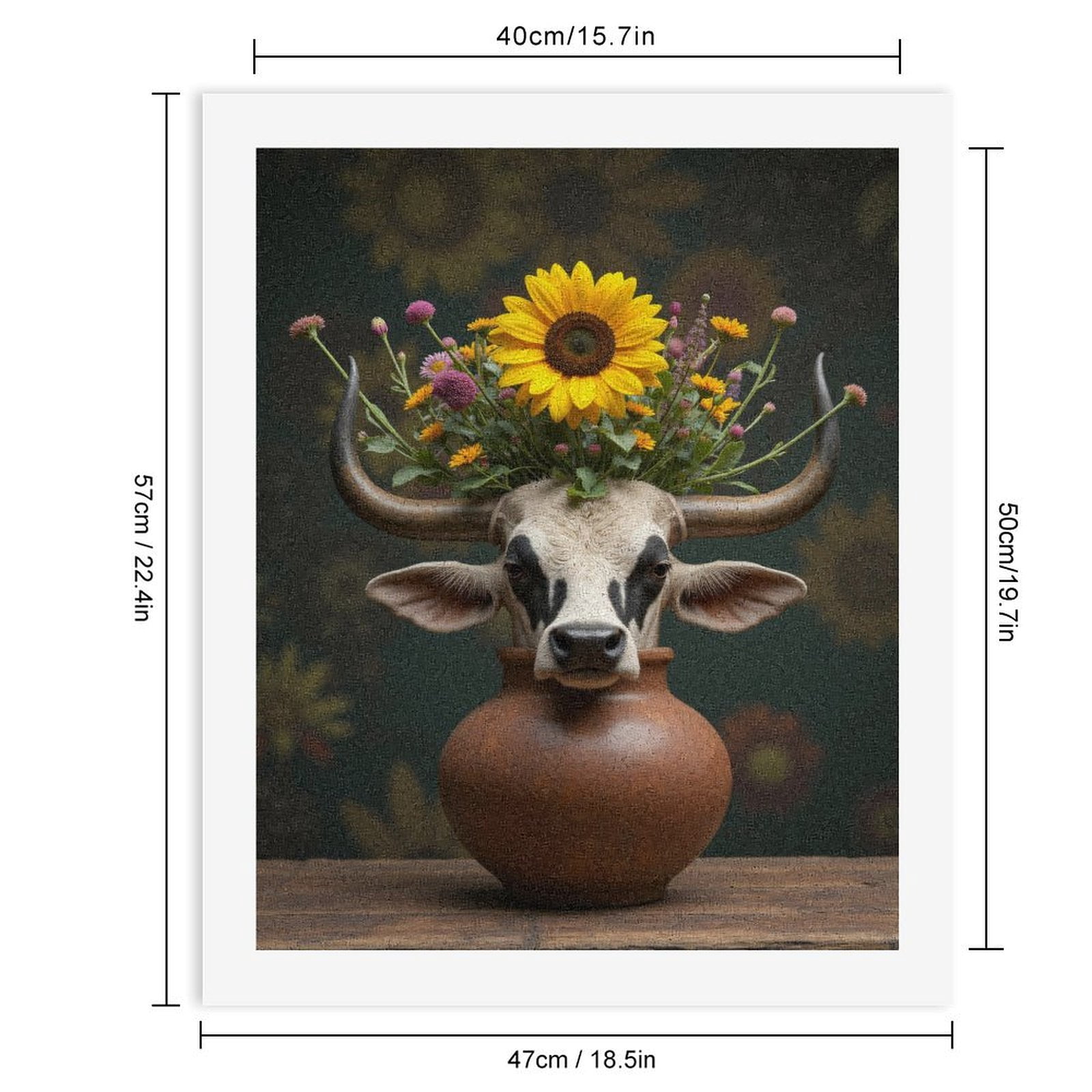 Paint By Numbers Kit for Adults Beginner - DIY Cow Flower Vase Art Canvas Painting Kits for Adults, Frameless Paint By Number for Adults for Home Wall Decor 16x20 Inch
