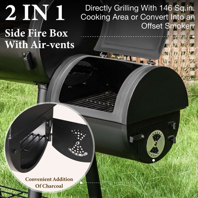 MF Studio 28" Charcoal Grill with Offset Smoker photo 7