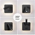 thumbnail image 2 of Lámpara de pared LED moderna de 8 W, lámpara de lectura de pared con interruptor giratorio de 350°, lámpara de pared LED de 3 W para interiores, color negro 3000 K, 2 of 5