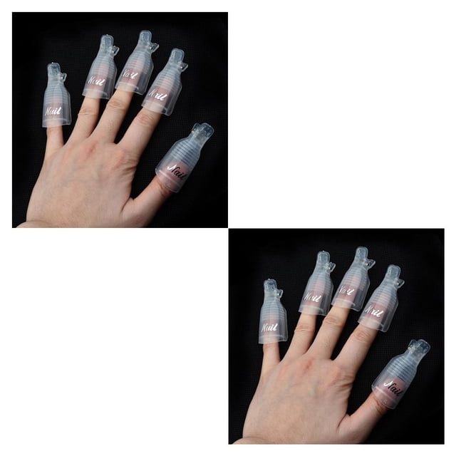 Vogacara 10 Uds Nail Art Soak Off Clip Cap Gel removedor de esmalte herramienta de envoltura para dedos cuidado de uñas eliminación de barniz Transparente 2piezas Vogacara CBP009173