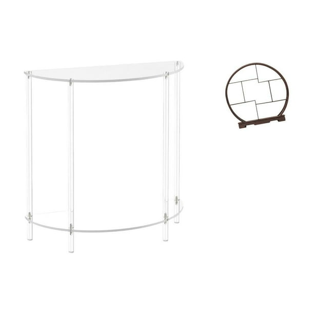 Mesa Auxiliar De Madera Acrílica Con Soporte De Exhibición Para Espacios Pequeños, Decoración Del Hogar, Mesa Auxiliar De Dos Niveles, Mesita De Noche, Organizador De Almacenamiento,