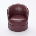 thumbnail image 5 of Noble House Leather Swivel Accent Chair, 360° Spin Mid-Century Modern Lounge Chair for Living Room, Dark Red, 5 of 6